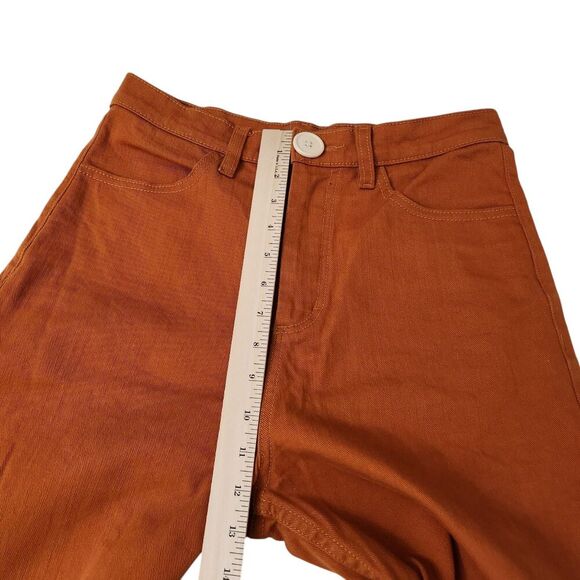 Whimsy & Row Pants 30 Burnt Orange Wide-Leg Organic Cotton Flora High-Rise Crop - Picture 9 of 11